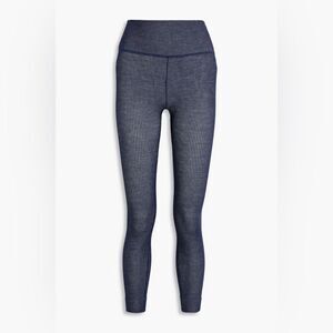 Cordova Stowe Cropped Ribbed Wool-blend Leggings NWT Navy Blue M/L